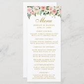 Waterverf Roze Wit Bloemen Bruiloft Goud Menu (Voorkant / Achterkant)