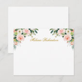 Waterverf Roze Wit Bloemgoud gepersonaliseerd Notitiekaartje (Voorkant / Achterkant)