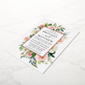 Waterverf Roze Wit Bloemmotief Roze Goud Folie Uitnodiging (Gedraaid)