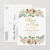 Waterverf Roze wit goud sparen de Datum Aankondigingskaart (Voorkant / Achterkant)