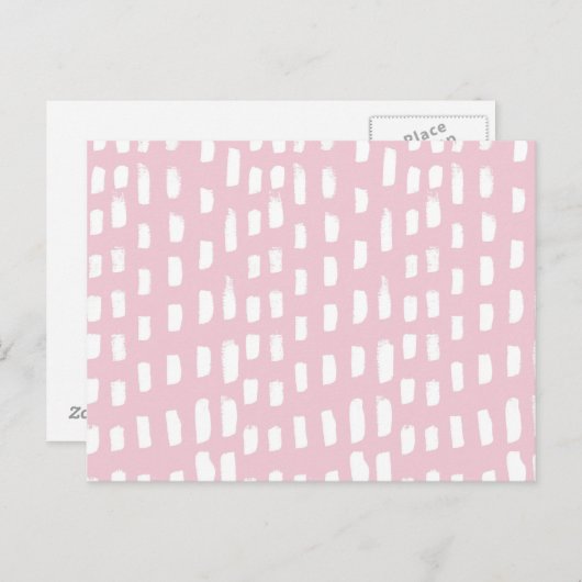 Waterverf roze wit penseelpatroon briefkaart (Voorkant / Achterkant)