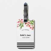 Waterverf Roze Wit Petunias Bloemen Illustratie Bagagelabel (Achterkant verticaal)