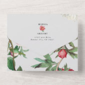 Waterverf Roze Wit Pioenrozen Bloemen Bruiloft All In One Uitnodiging (Achterkant)