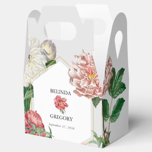 Waterverf Roze Wit Pioenrozen Bloemen Bruiloft Bedankdoosjes (Geopend)