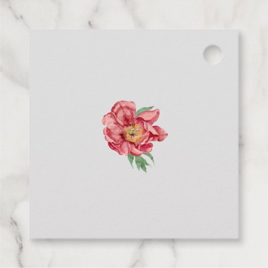 Waterverf Roze Wit Pioenrozen Bloemen Bruiloft Bedankjes Labels (Achterkant)