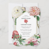 Waterverf Roze Wit Pioenrozen Bloemen Bruiloft Kaart (Voorkant)