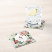 Waterverf Roze Wit Pioenrozen Bloemen Bruiloft Kartonnen Onderzetters (Insitu)