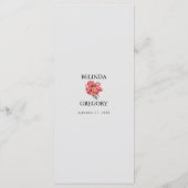 Waterverf Roze Wit Pioenrozen Bloemen Bruiloft Menu (Achterkant)