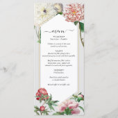 Waterverf Roze Wit Pioenrozen Bloemen Bruiloft Menu (Voorkant)