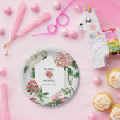 Waterverf Roze Wit Pioenrozen Bloemen Bruiloft Papieren Bordje (Feest)