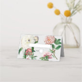 Waterverf Roze Wit Pioenrozen Bloemen Bruiloft Plaatskaartje (Voorkant)