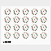 Waterverf Roze Wit Pioenrozen Bloemen Bruiloft Ronde Sticker (Vel)