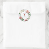 Waterverf Roze Wit Pioenrozen Bloemen Bruiloft Ronde Sticker (Tas)