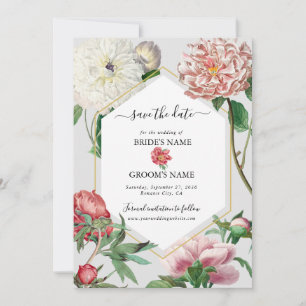 Waterverf Roze Wit Pioenrozen Bloemen Bruiloft Save The Date