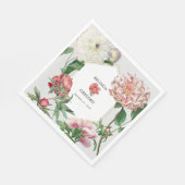 Waterverf Roze Wit Pioenrozen Bloemen Bruiloft Servet (Hoek)