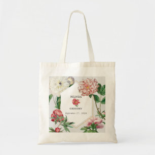 Waterverf Roze Wit Pioenrozen Bloemen Bruiloft Tote Bag