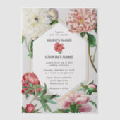 Waterverf Roze Wit Pioenrozen Bloemen Bruiloft Vellum Uitnodigingen (Voorkant)