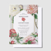 Waterverf Roze Wit Pioenrozen Bloemen Bruiloft Vellum Uitnodigingen (Offset)