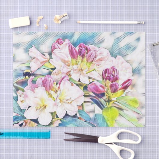 Waterverf roze witte azaleatbloem tissuepapier (Craft)