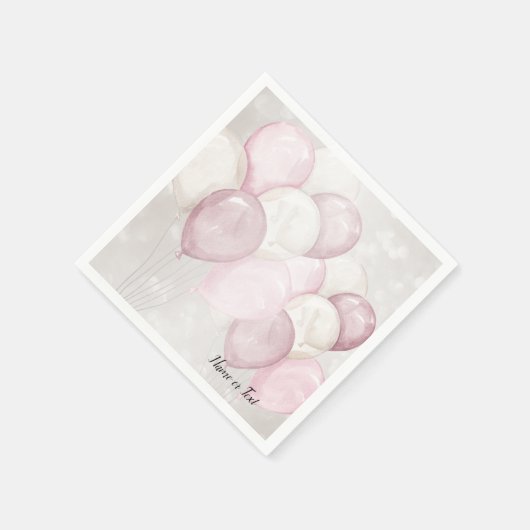 Waterverf roze witte ballonnen partij servet (Hoek)