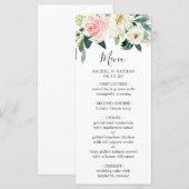 Waterverf Roze & Witte Bloem Bruidsboeket Menu (Voorkant / Achterkant)