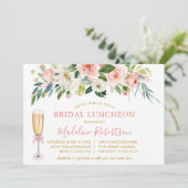 Waterverf Roze Witte Bloem Bruidslunch Goud Kaart (Staand voorkant)