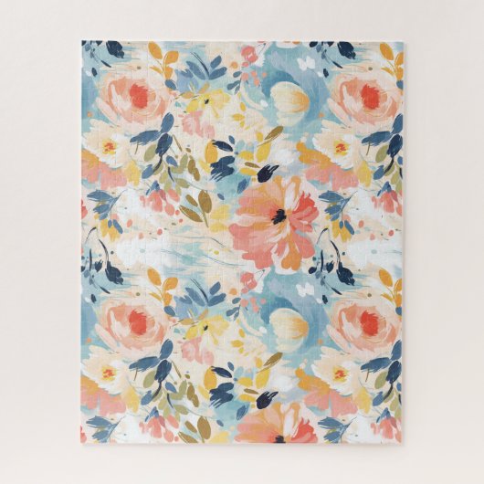 Waterverf Roze & witte Bloem Legpuzzel (Verticaal)