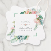 Waterverf Roze Witte Bloemen Groen Lijst Weddensch Bedankjes Labels (Achterkant)