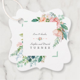Waterverf Roze Witte Bloemen Groen Lijst Weddensch Bedankjes Labels