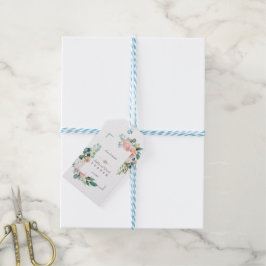 Waterverf Roze Witte Bloemen Groen Lijst Weddensch Cadeaulabel