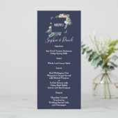 Waterverf Roze Witte Bloemen Groen Lijst Weddensch Menu (Staand voorkant)
