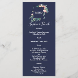 Waterverf Roze Witte Bloemen Groen Lijst Weddensch Menu