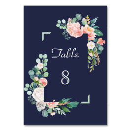 Waterverf Roze Witte Bloemen Groene Frame Huwelijk Kaart
