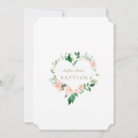 Waterverf Roze Witte Bloemen Lijst Baptisme Kaart (Achterkant)
