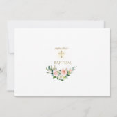 Waterverf Roze Witte Bloemen Meisje Foto Doop I Kaart (Achterkant)