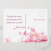 Waterverf Roze Witte Bloemen Moederdag Wens Folie Feestdagen Briefkaart (Achterkant)