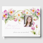 Waterverf Roze Witte Bloemen Sweet Sixteen Gastenboek (Voorkant)