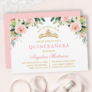 Waterverf Roze Witte Bloemenkleuren Gouden Quincea Kaart