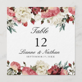 Waterverf Roze & Witte Bloementafel + Menu Kaart