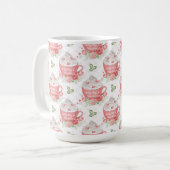 WATERVERF ROZE & WITTE CUPS MET SLAGROOM KOFFIEMOK (Voorkant links)