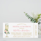 Waterverf Roze witte flora Bridal Lunch Ticket Kaart (Staand voorkant)