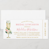 Waterverf Roze witte flora Bridal Lunch Ticket Kaart (Voorkant / Achterkant)