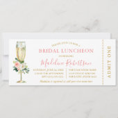 Waterverf Roze witte flora Bridal Lunch Ticket Kaart (Voorkant)
