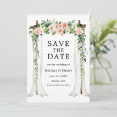 Waterverf roze witte flora save the date (Staand voorkant)