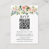 Waterverf roze witte Floral bruiloft QR RSVP Informatiekaartje (Voorkant)