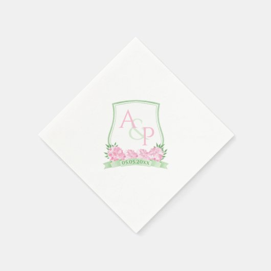 Waterverf Roze witte Floral paren Crest Servet (Hoek)