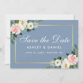 Waterverf Roze witte kleur Stustblauw Save The Date