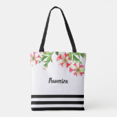 Waterverf roze witte petunia tote bag (Achterkant)