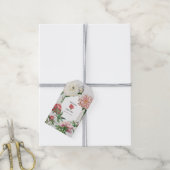 Waterverf Roze Witte Pioen Bloemen Bruiloft Cadeaulabel (Met Touw)