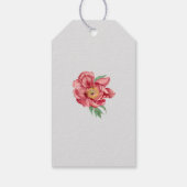 Waterverf Roze Witte Pioen Bloemen Bruiloft Cadeaulabel (Achterkant)